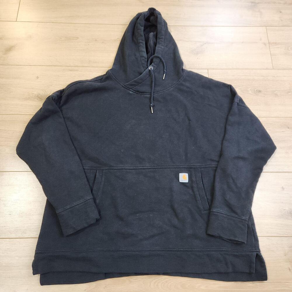 Carhartt Hoodie Womens XL 16/18 Black Relaxed Fit Pullover Kangaroo Sweatshirt
